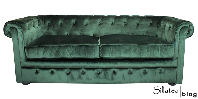 Decoración vintage sofá chester terciopelo
