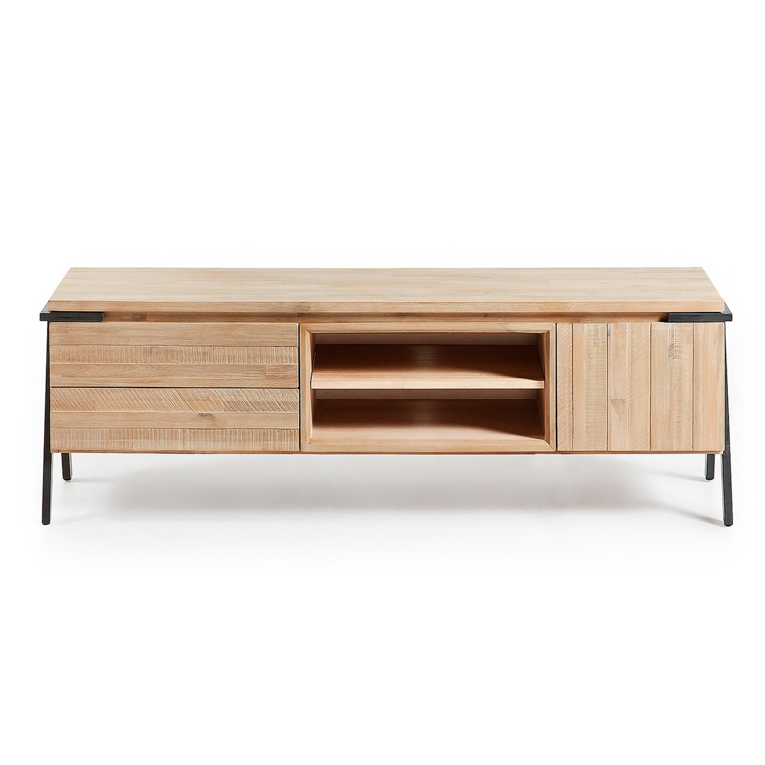 Mueble TV DISSET 165x45 - Madera Acacia Natural - Patas Metal