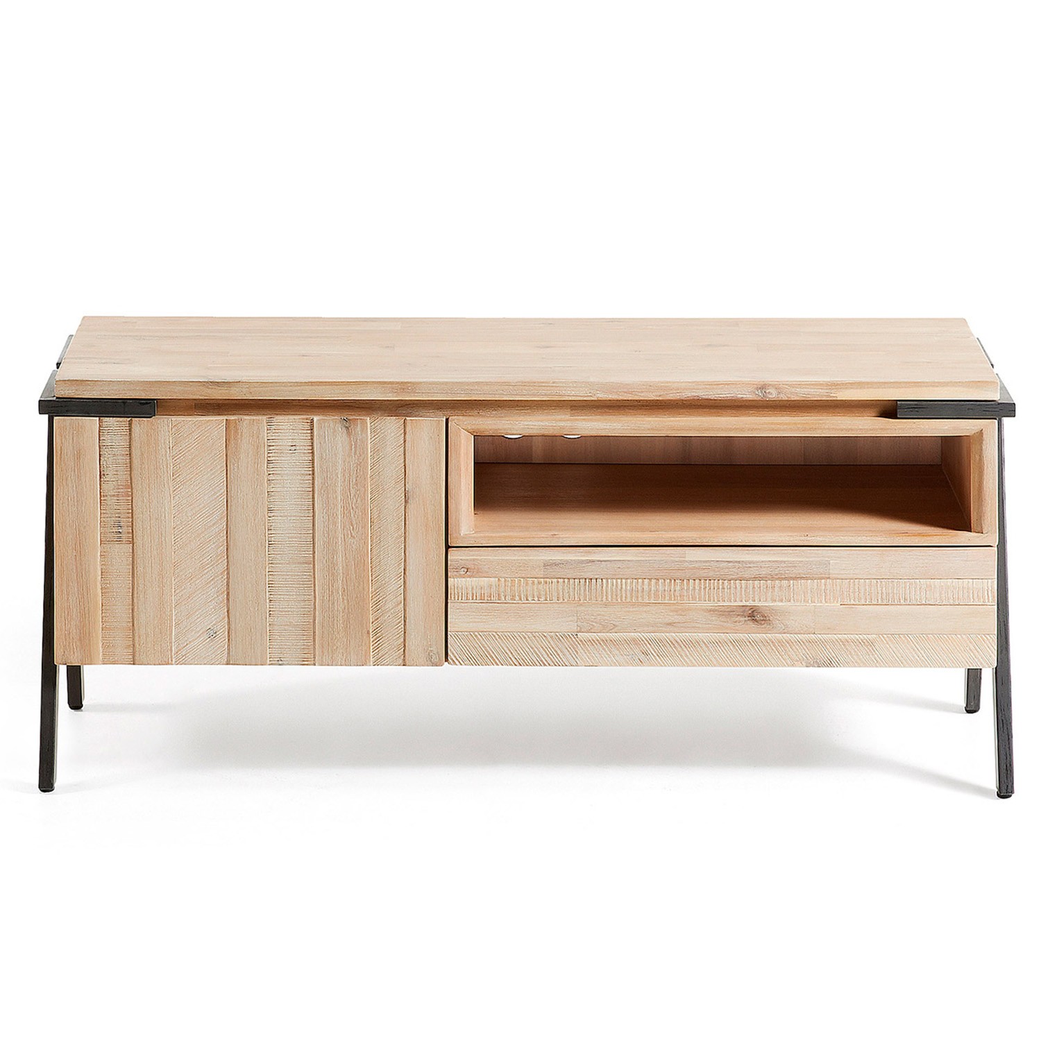 Mueble TV DISSET 125x53 - Madera Acacia Natural - Patas Metal