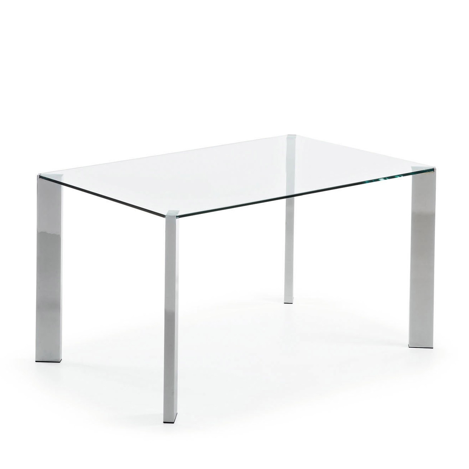 Mesa CORNER 140×90 – cromado – cristal templado Transparente