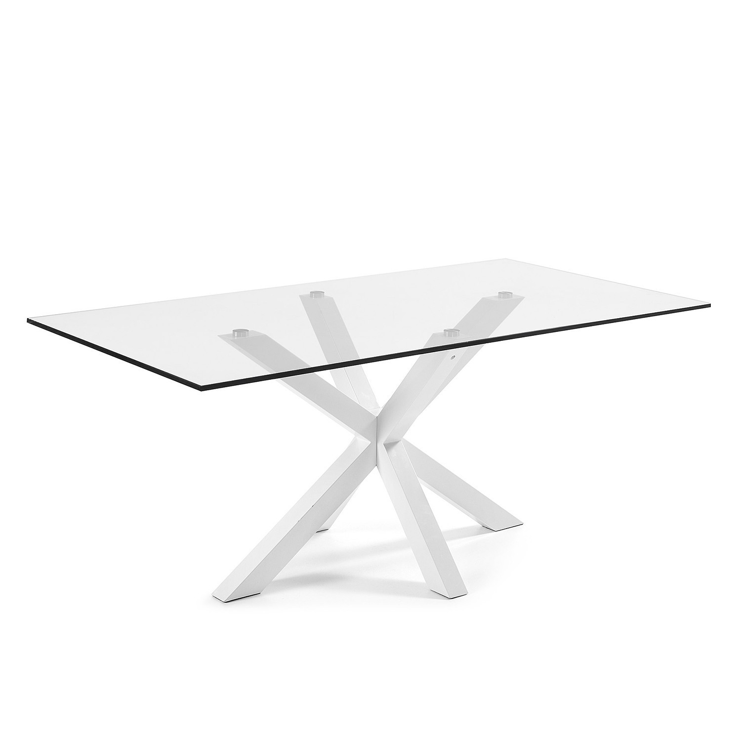 Mesa ARYA 200×100 – pie epoxy Blanco – cristal Transparente