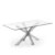 Mesa ARYA 180×100 – pie acero Inox – cristal Transparente
