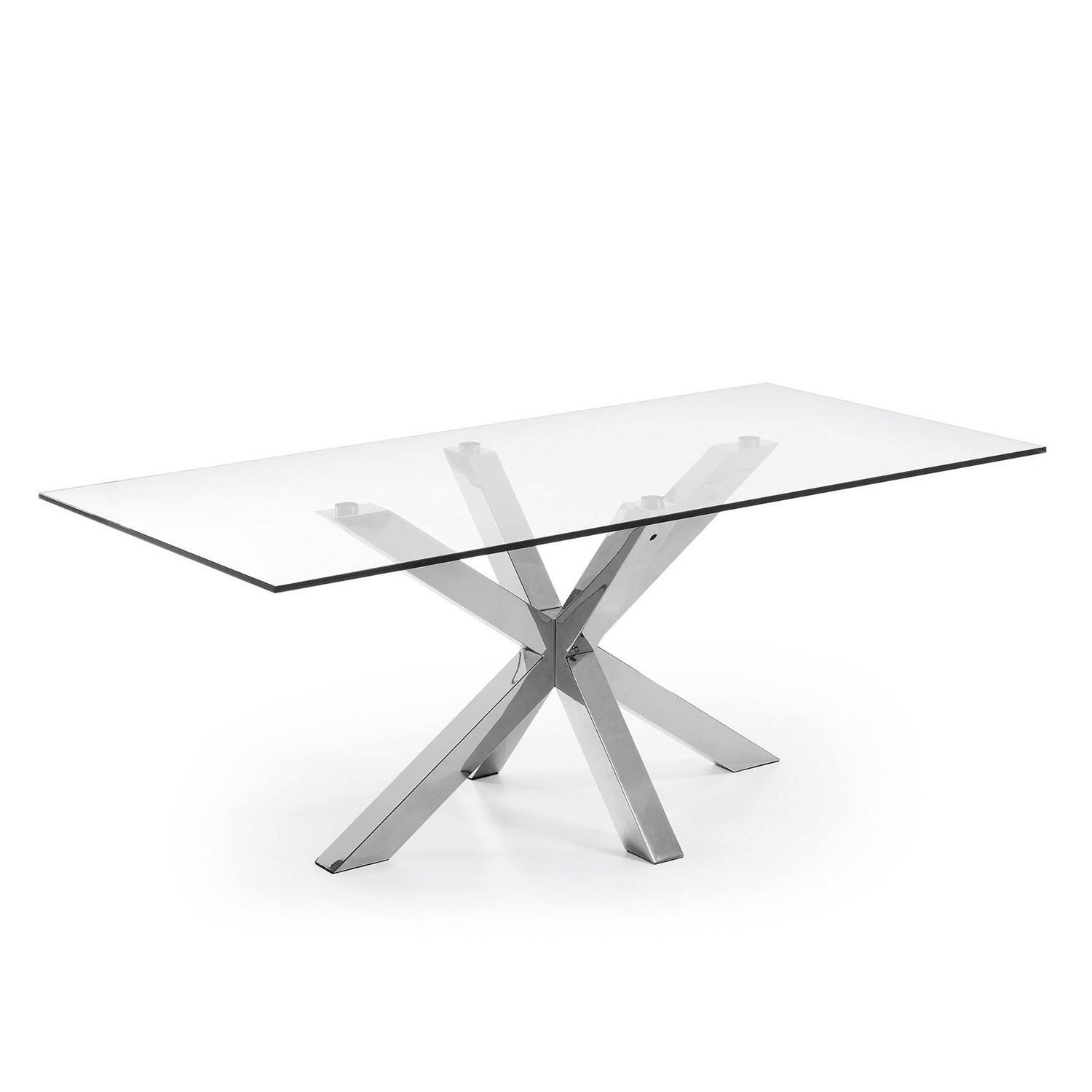 Mesa ARYA 200×100 – pie acero inox – cristal Transparente