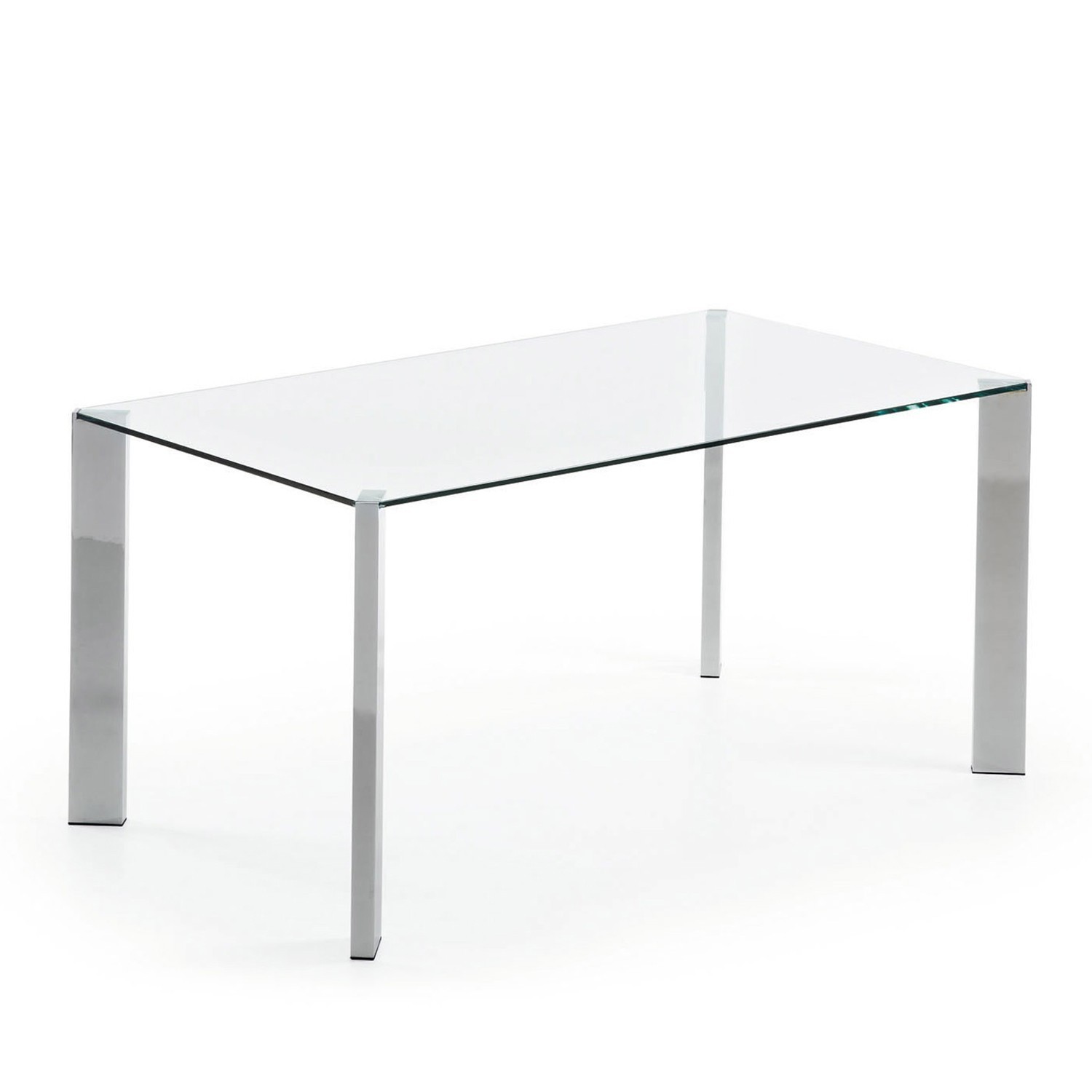 Mesa CORNER 160×90 – cromado y cristal templado Transparente Mesa CORNER 160×90 – cromado y cristal templado Transparente