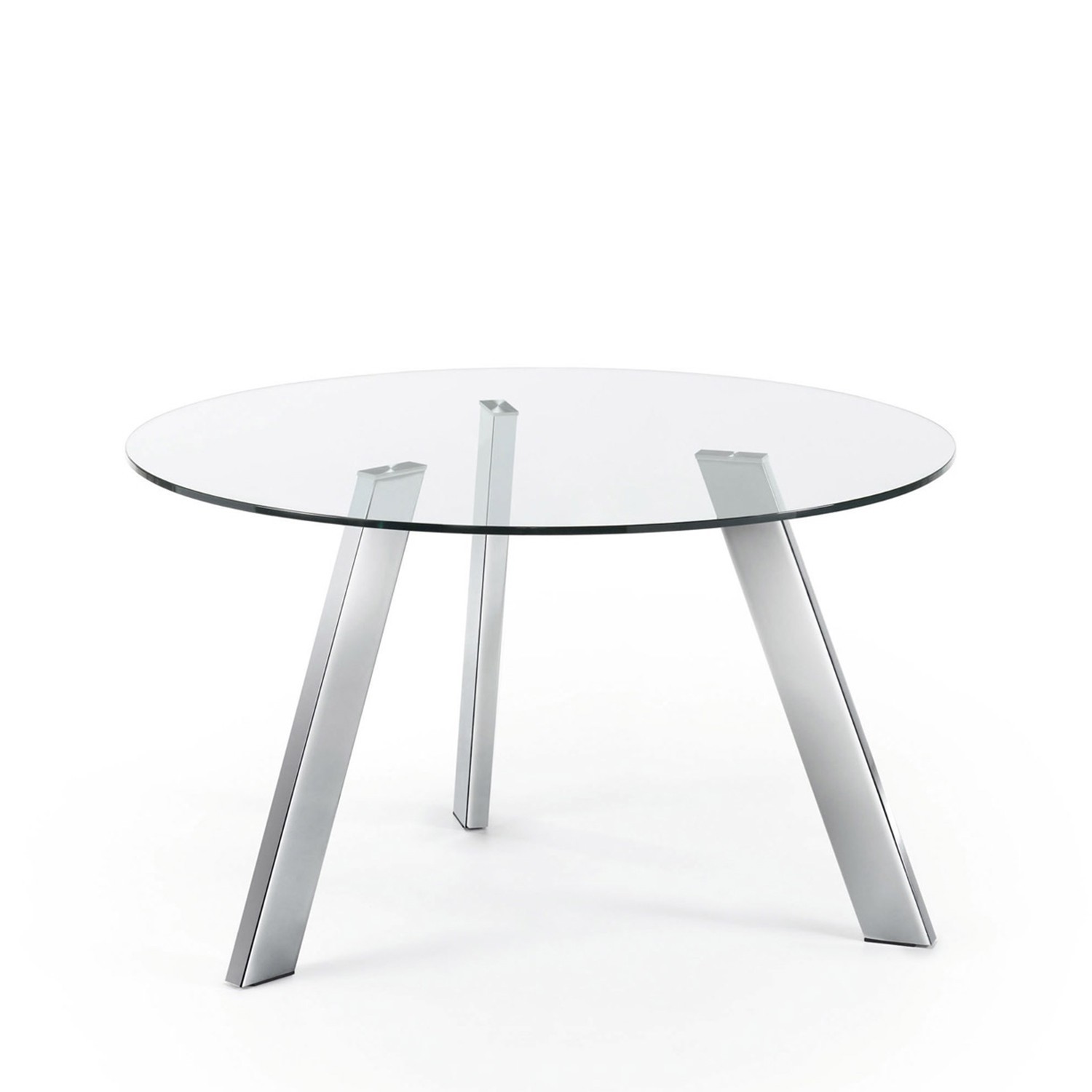 Mesa COLUMBIA 130 cm – metal Cromado – Cristal Transparente