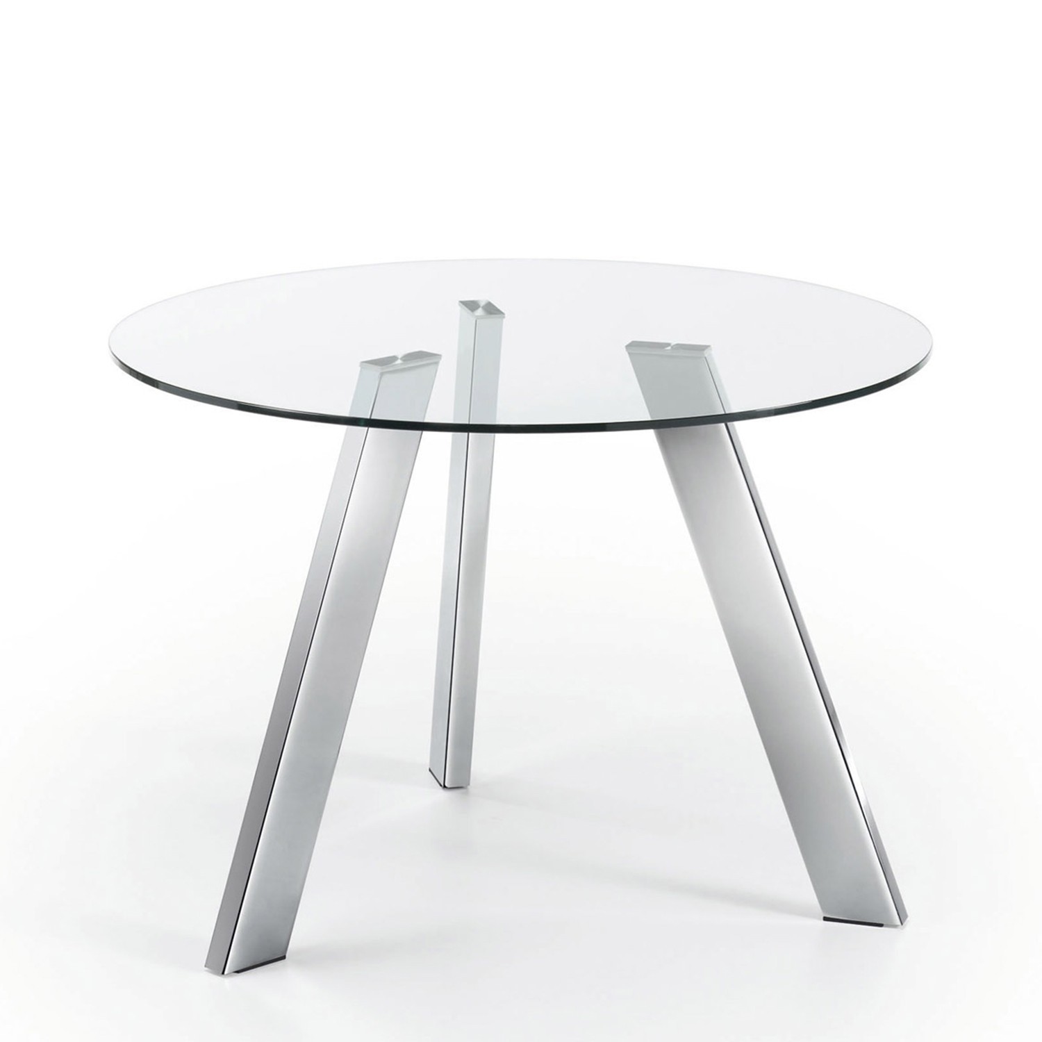 Mesa COLUMBIA 110 cm – metal Cromado – Cristal Transparente