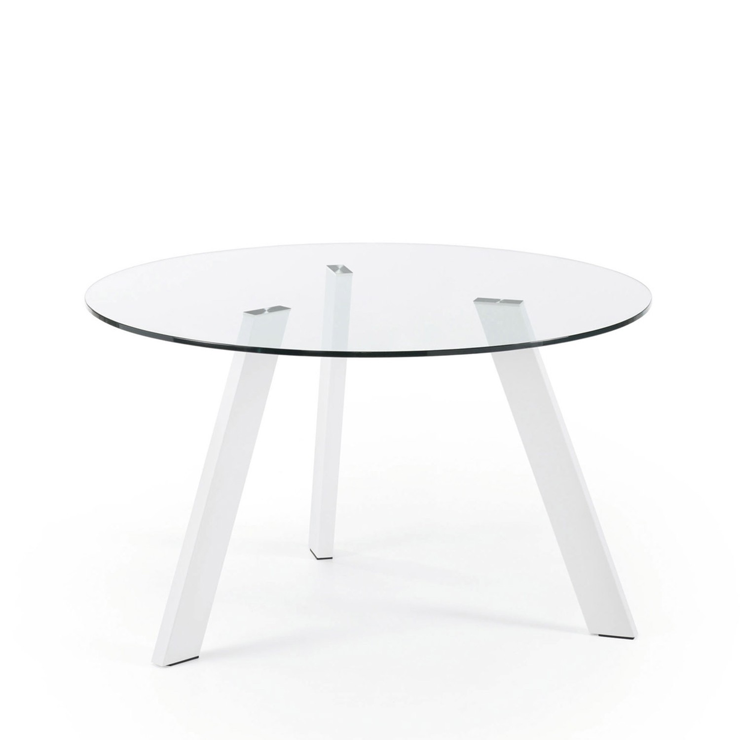 Mesa COLUMBIA 130 cm – metal Blanco – Cristal Transparente
