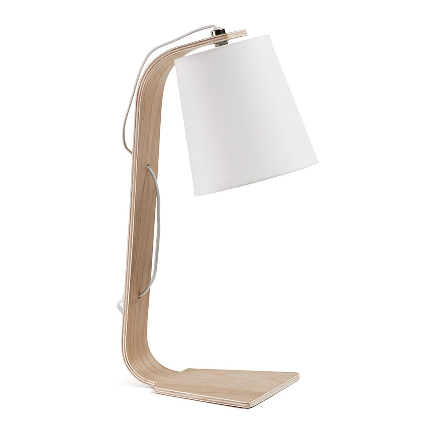 Lámpara de sobremesa PERCYE – pantalla Blanca – madera