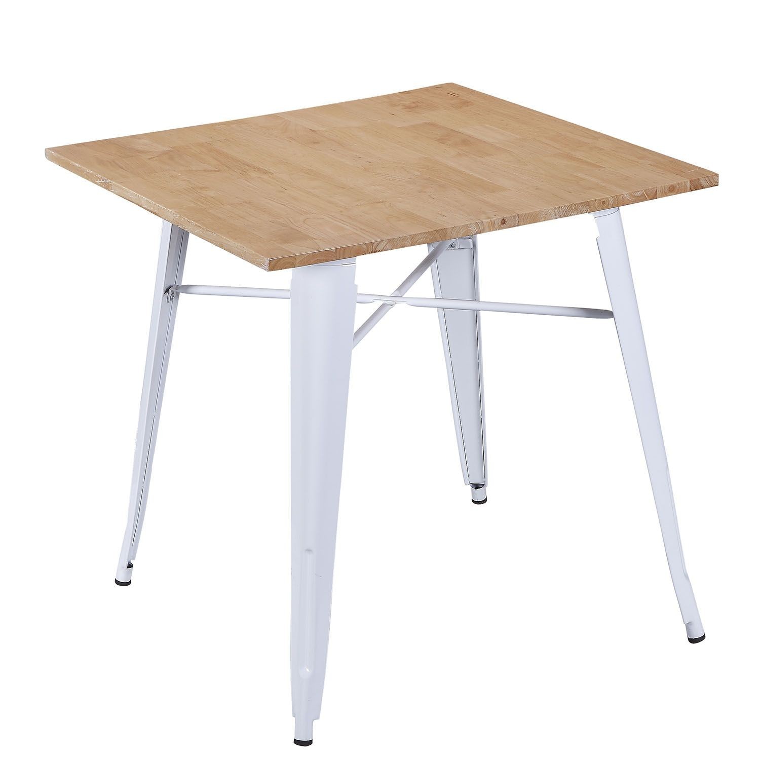 Mesa TOLIX Style WOOD 80×80 – Metal blanco