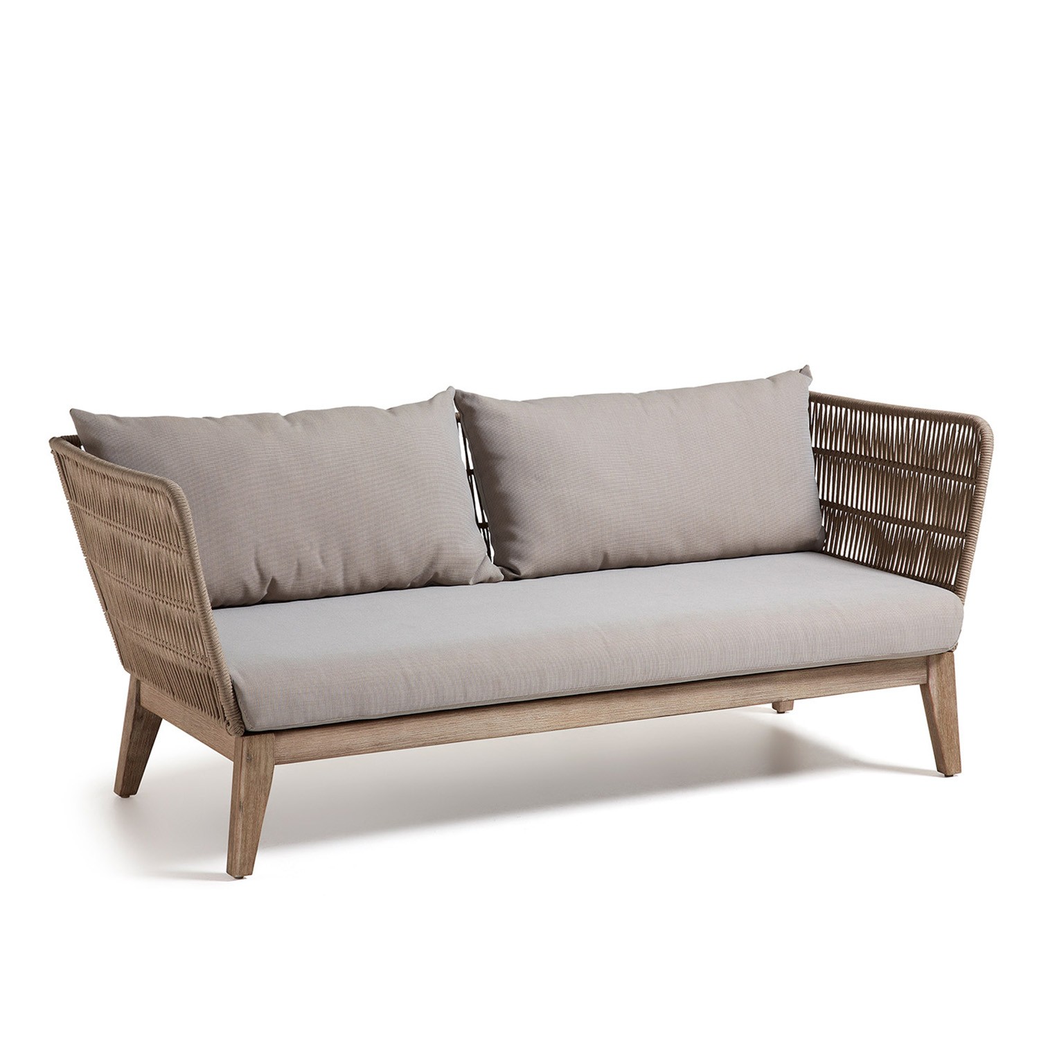 Sofá BELLANO 3 plazas  - Madera Acacia con cojines Blanco patinado