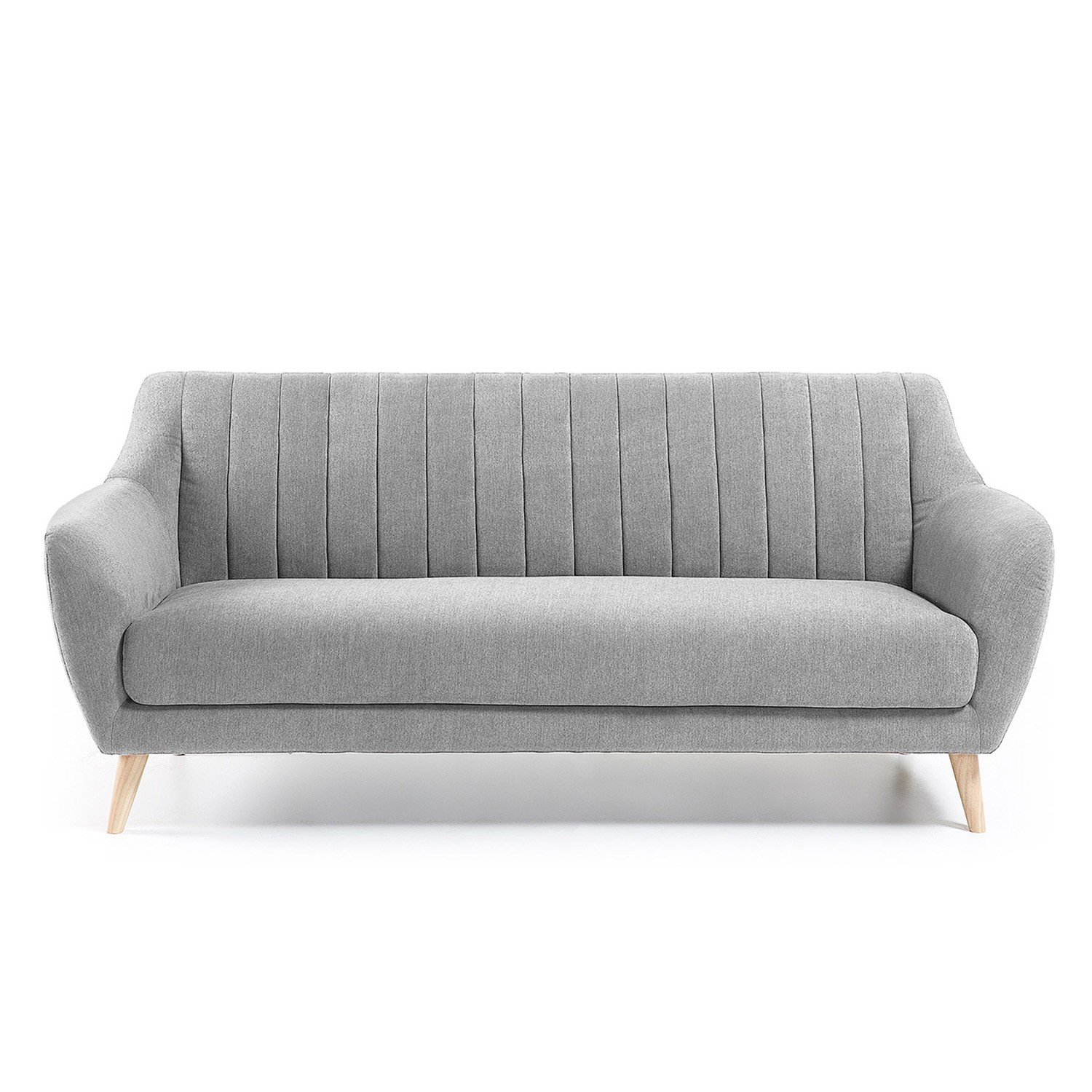 Sofá OFFEN – tejido Gris claro – pies madera Natural