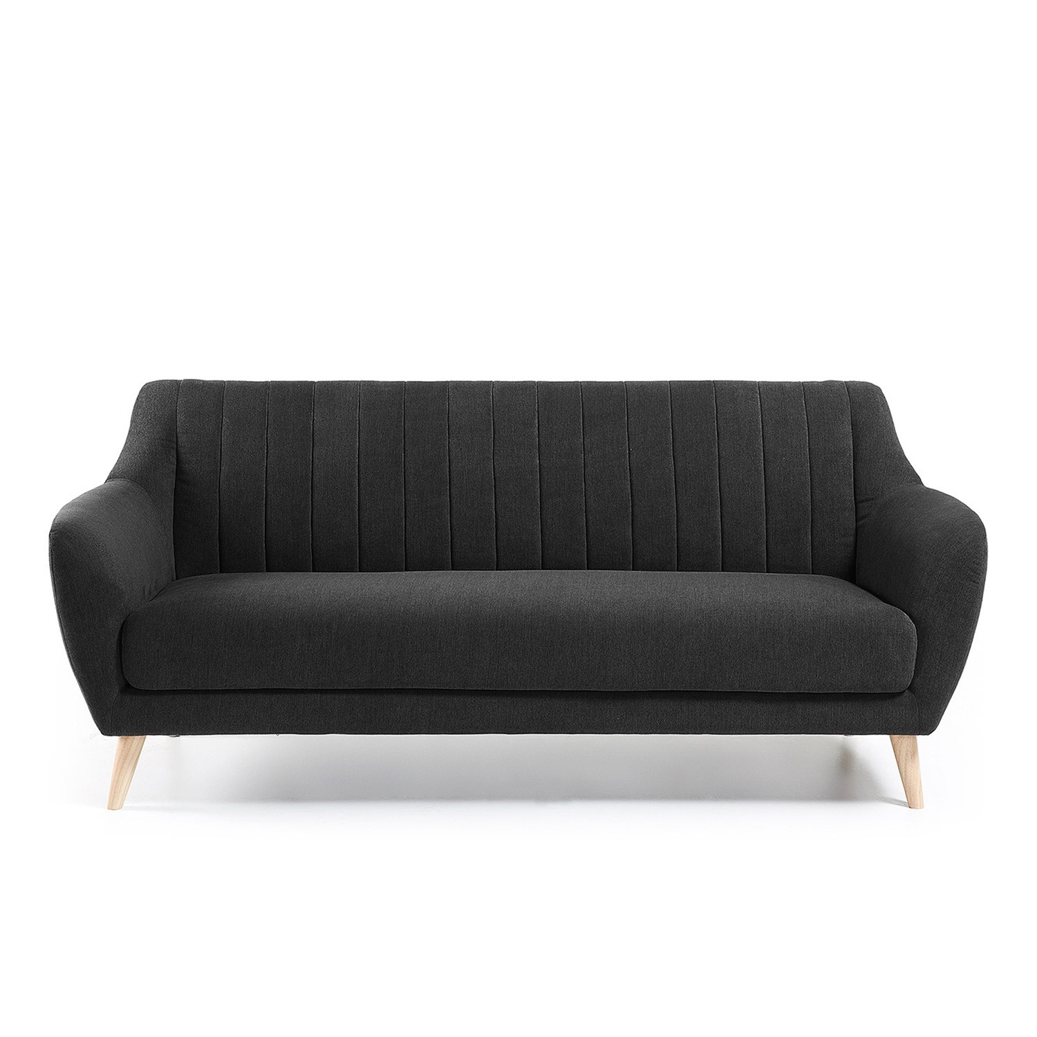 Sofá OFFEN – tejido Gris oscuro – pies madera Natural