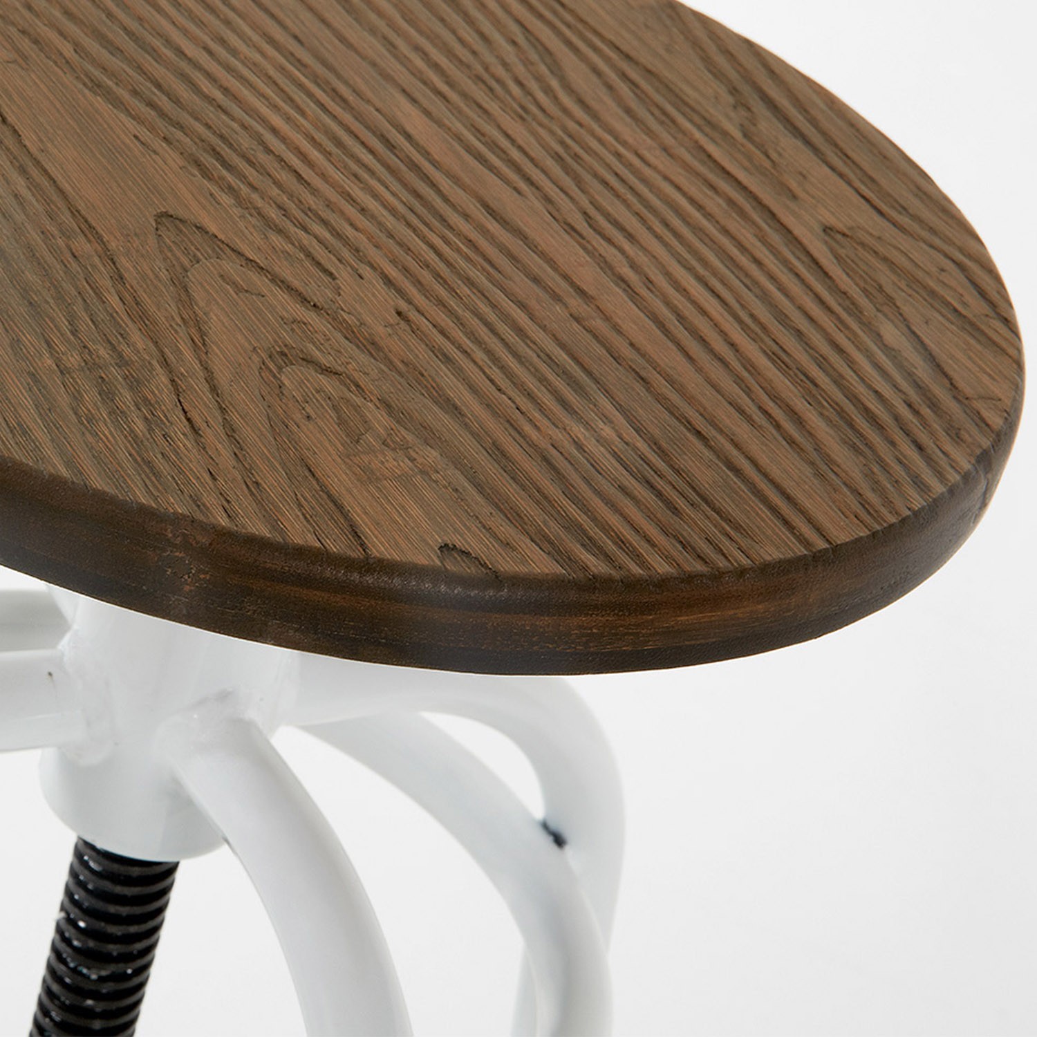 Taburete regulable MAKIO - metal y madera - Blanco