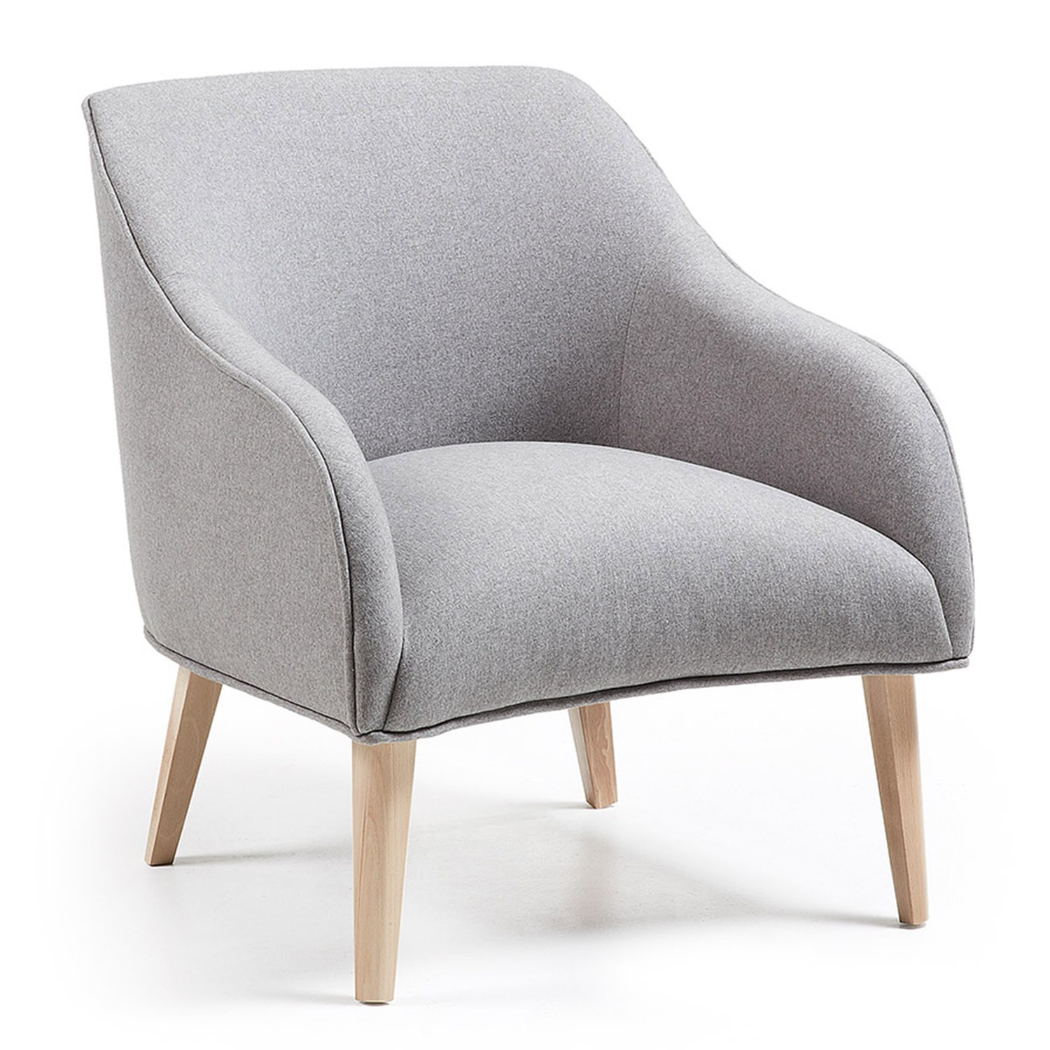 Sillón BOBLY – tela Gris – pies madera Natural