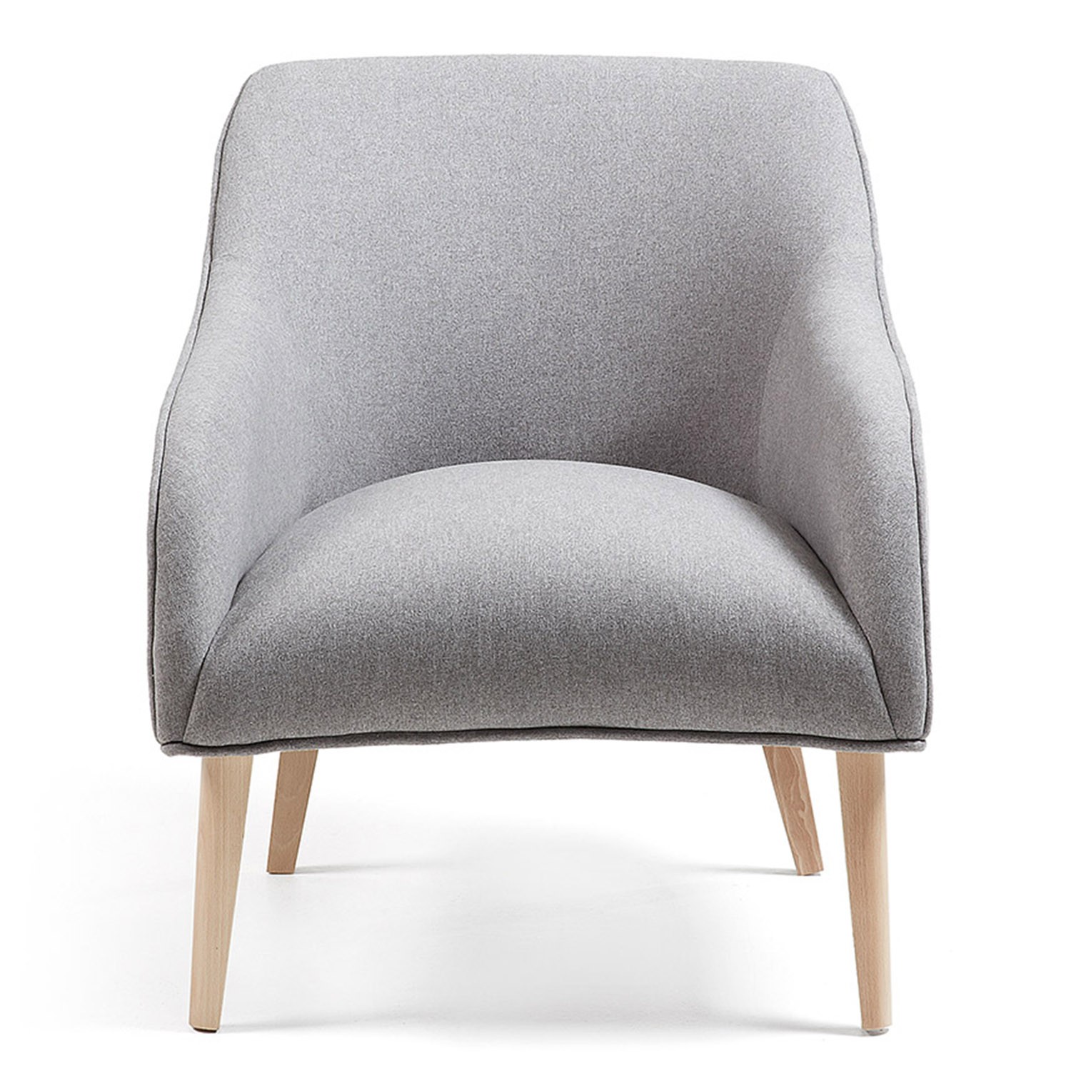 Sillón BOBLY - tela Gris - pies Madera Natural