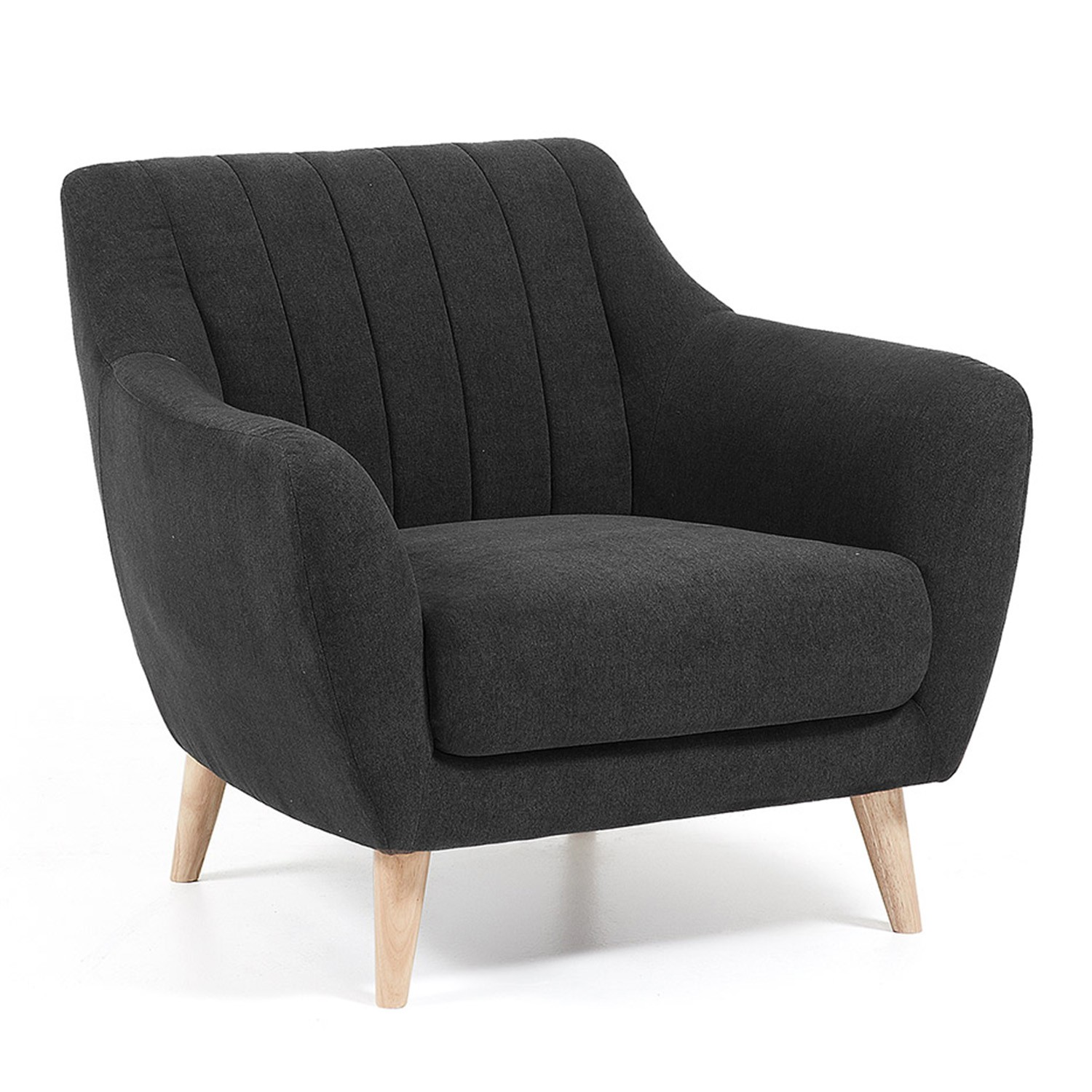 Sillón OFFEN – tejido Gris oscuro – pies madera Natural