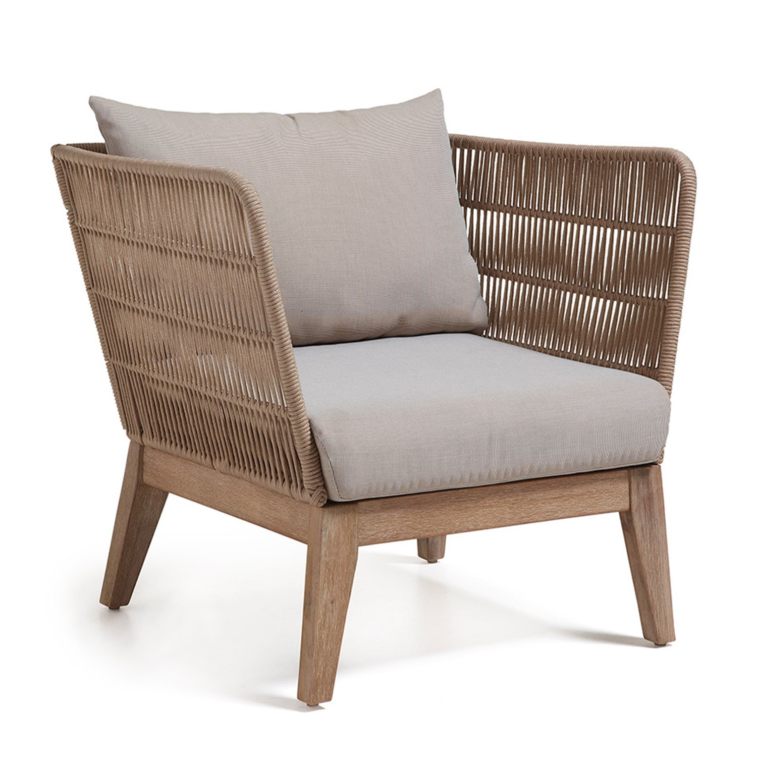 Sillón BELLANO – madera acacia – tejido Blanco patinado