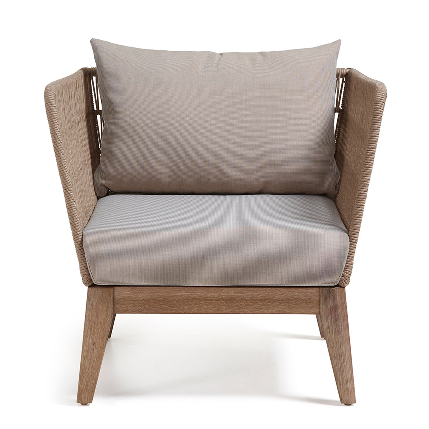 Sillón BELLANO - madera Acacia - tejido Blanco patinado