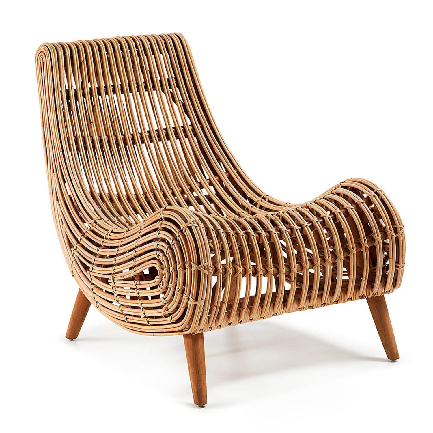 Sillón TIKA – ratán Tostado – patas madera