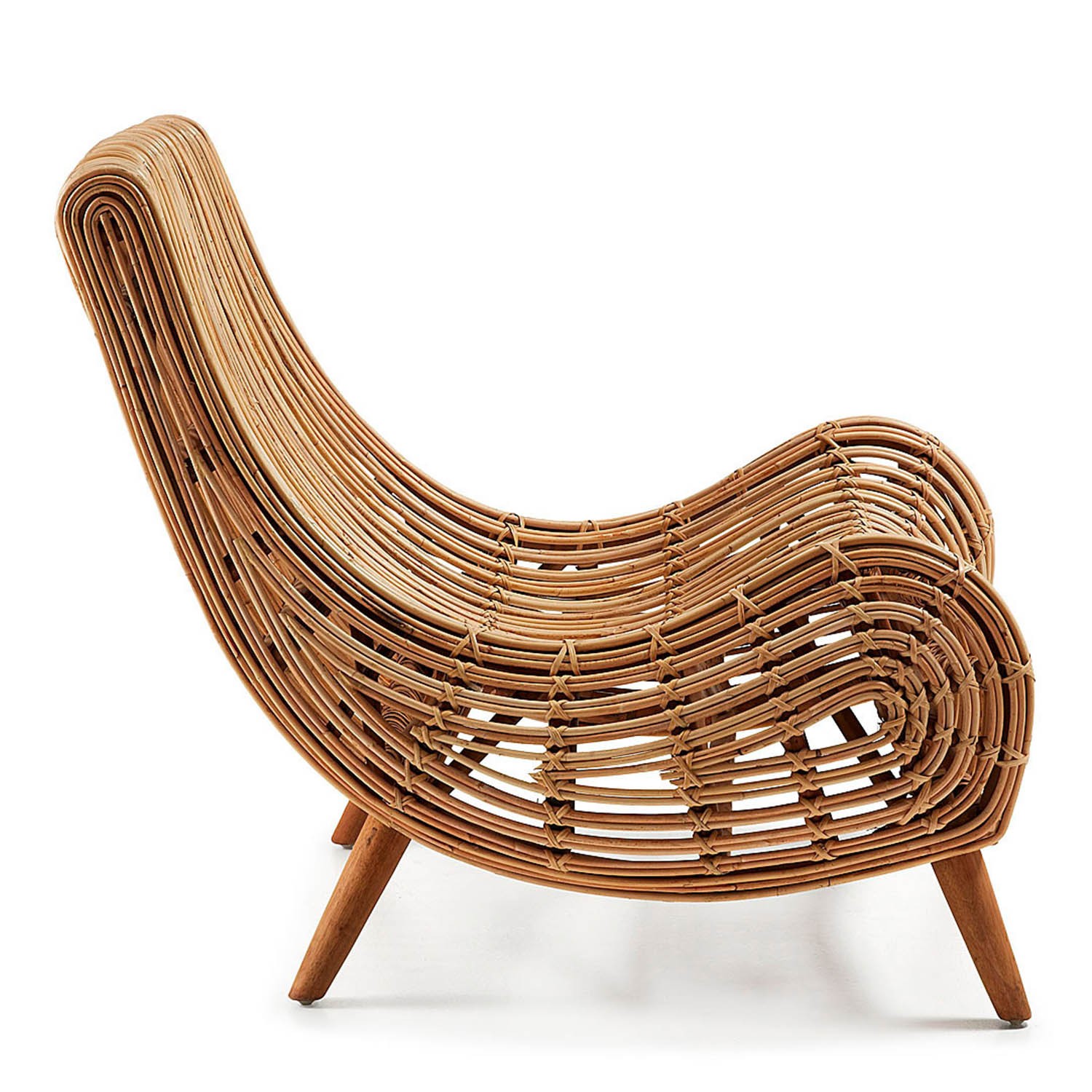 Sillón TIKA - Rattan Tostado - patas Madera