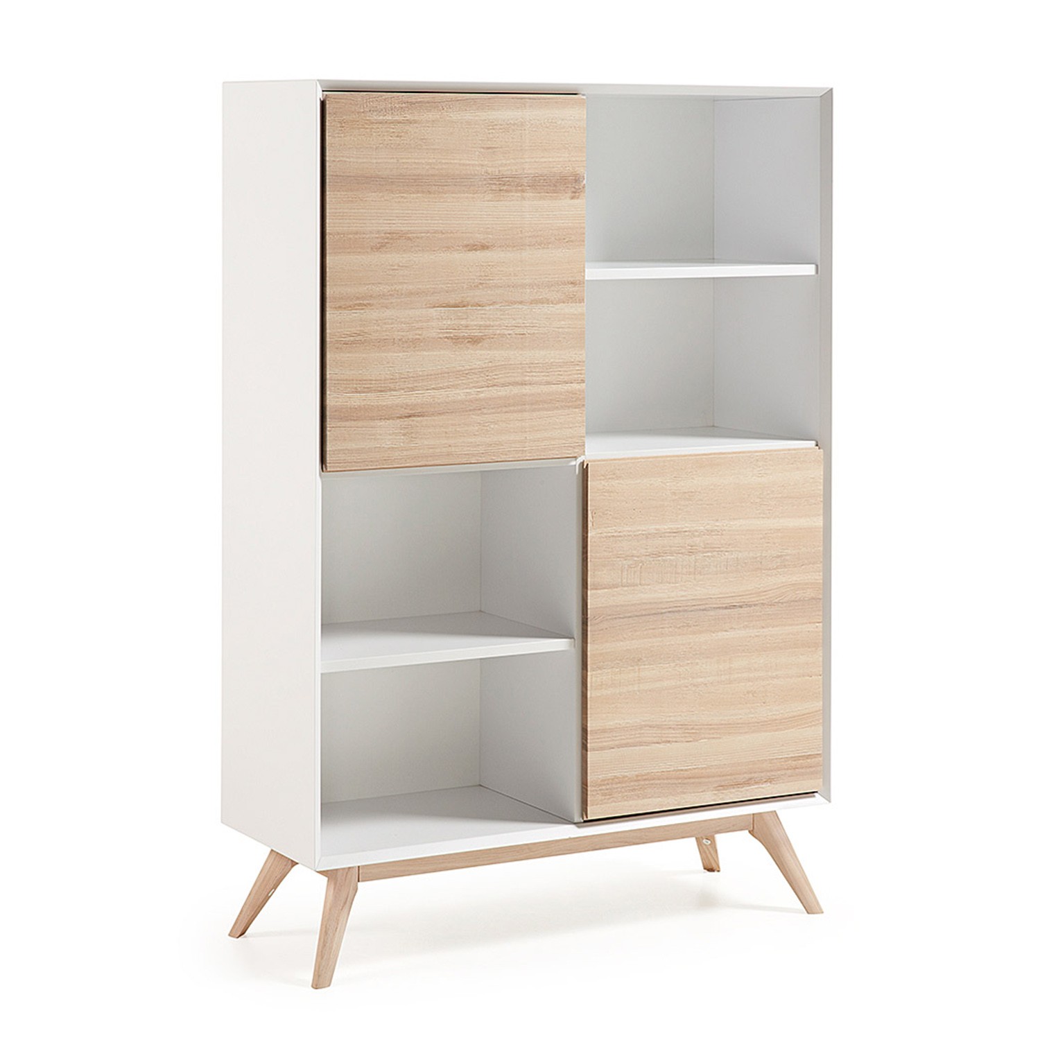 Estantería QUATRE 104×152 – madera lacada Blanca – pies fresno