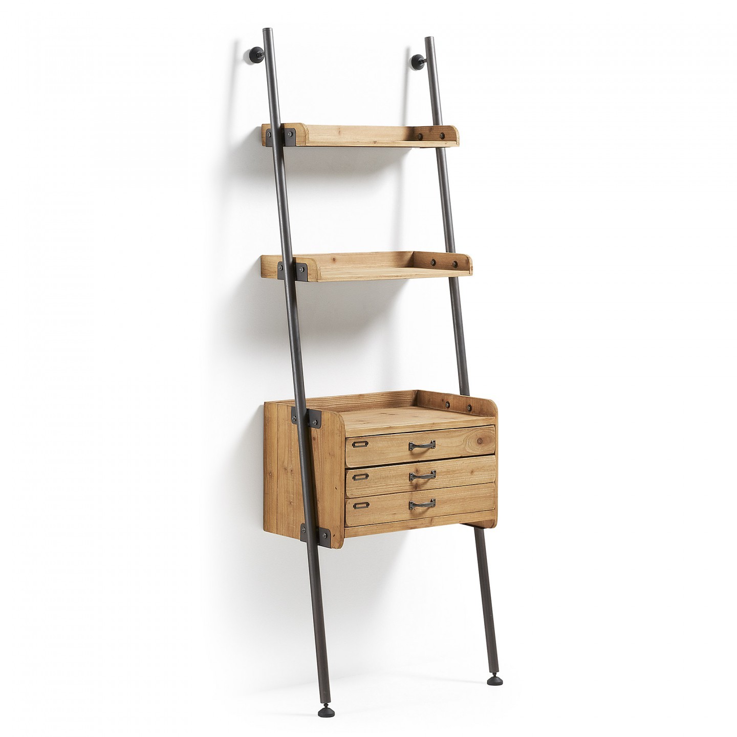 Estantería MOLABE – madera de abeto – metal – cajones