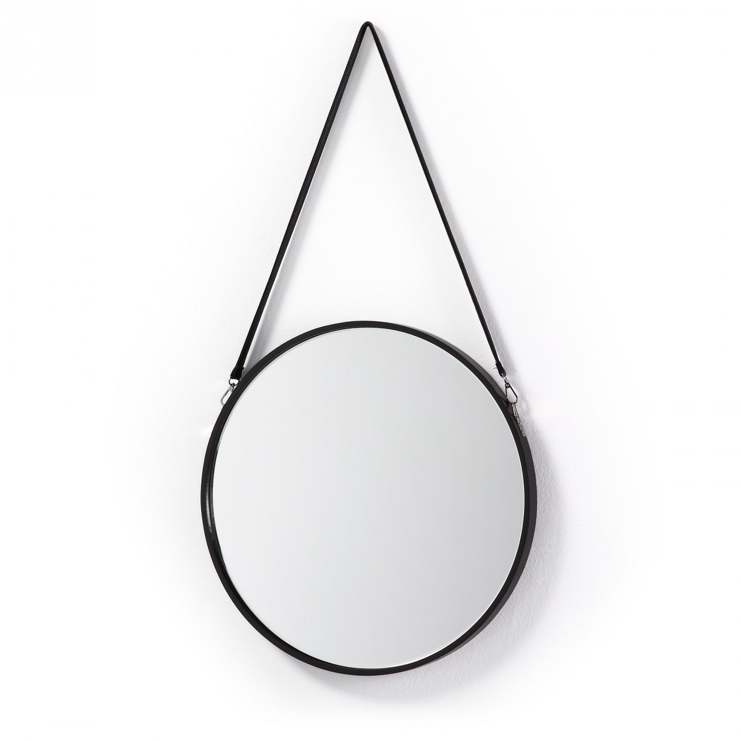 Espejo TRINEER – cristal – metal – asa de piel