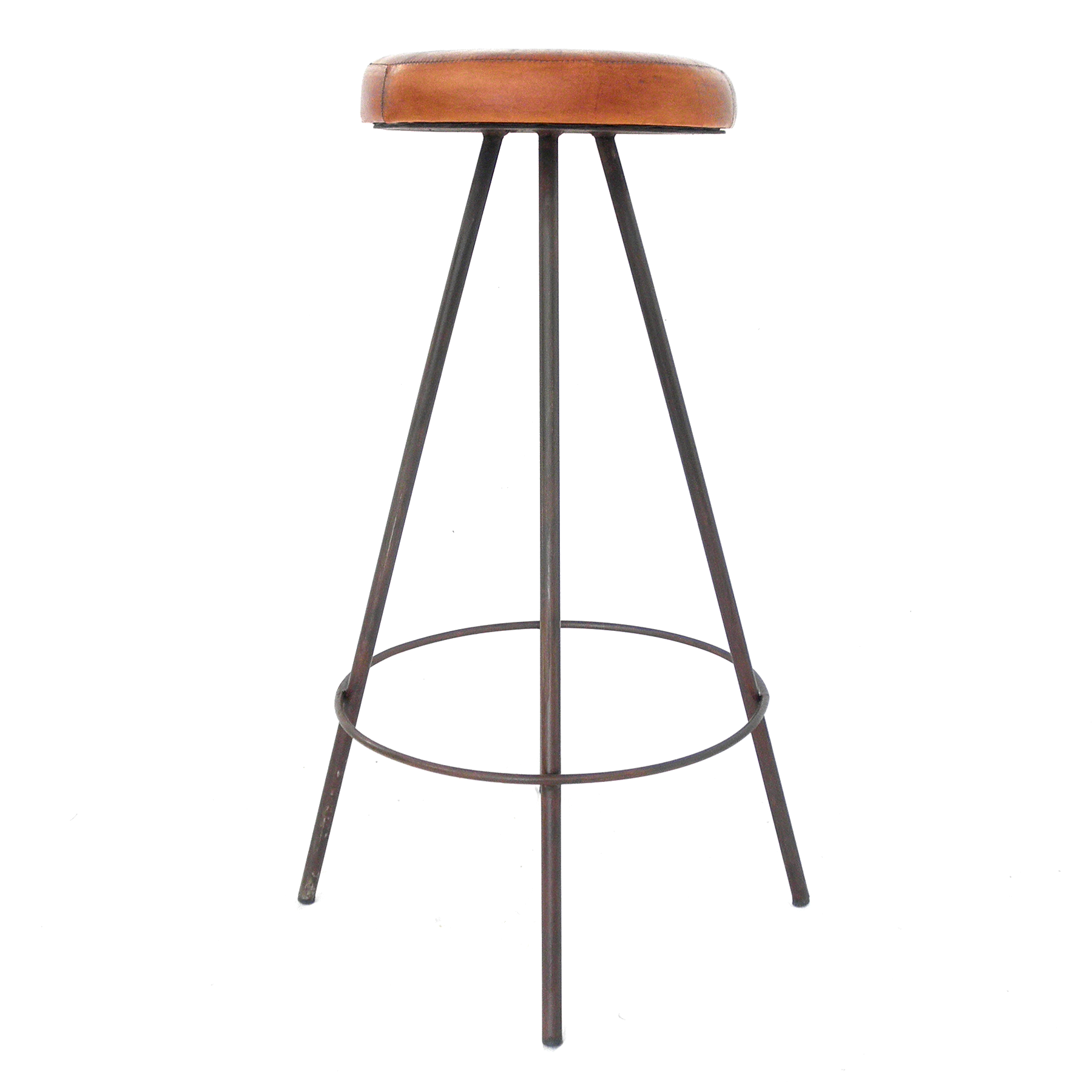 Taburete alto LEO - metal Óxido - cuero