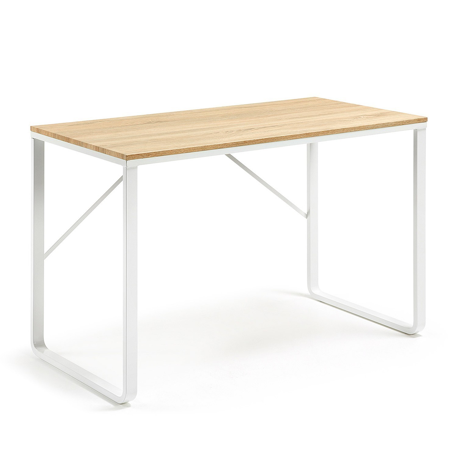 Mesa escritorio LISBET 120×60 – DM Natural – metal Blanco
