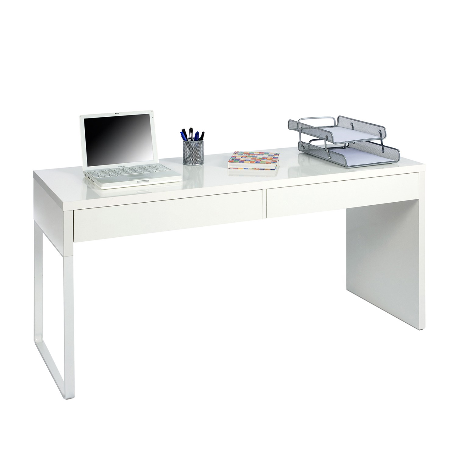 Mesa escritorio ADANA con dos cajones – melamina Blanca