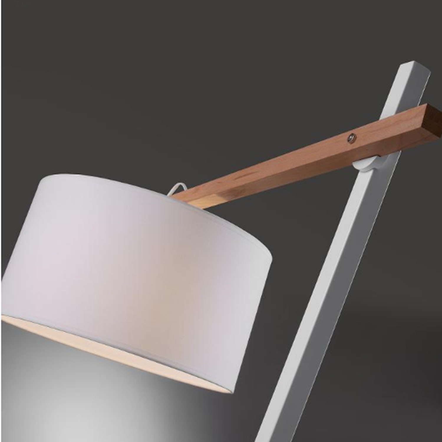 Lámpara de pie KAHU - madera - metal y algodón Blanco