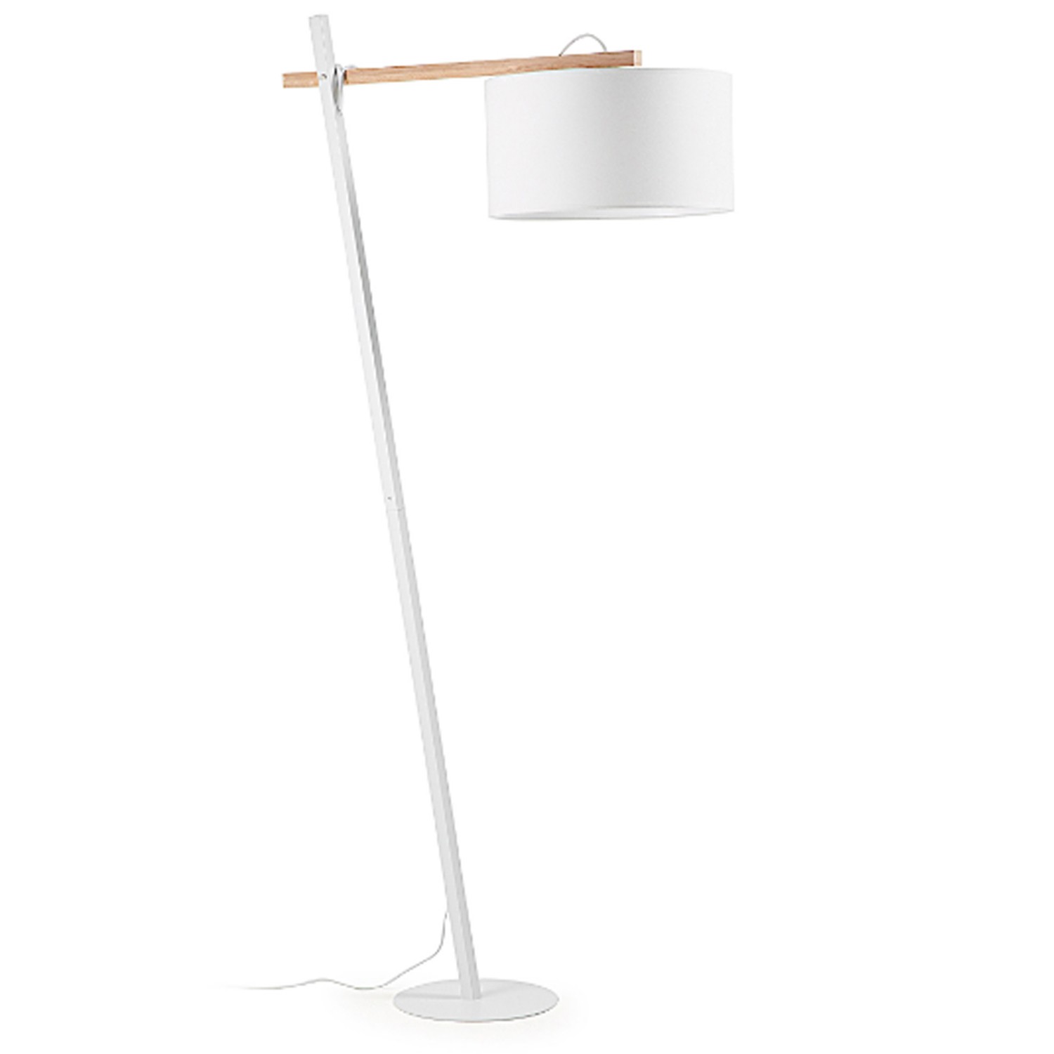 Lámpara de pie KAHU – Madera, metal y algodón blanco Lámpara de pie KAHU – Madera, metal y algodón blanco