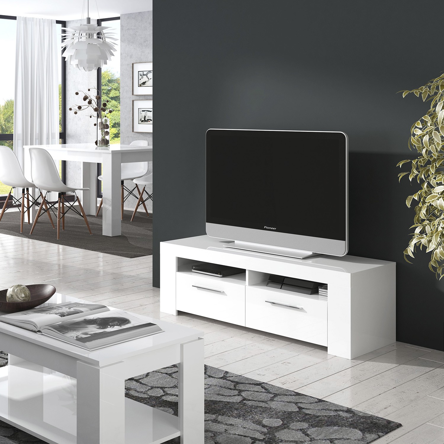 Mueble TV STREET 120x42 - melamina Blanco