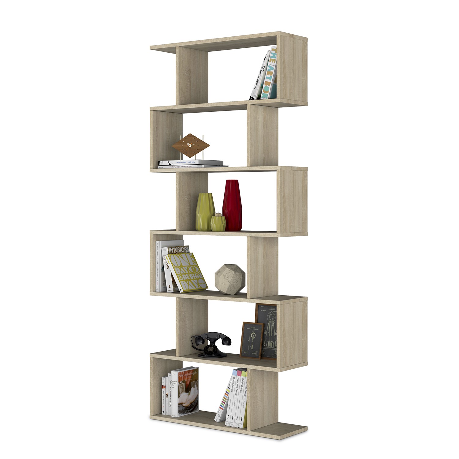 Estantería alta DROLO – melamina Roble Canadian