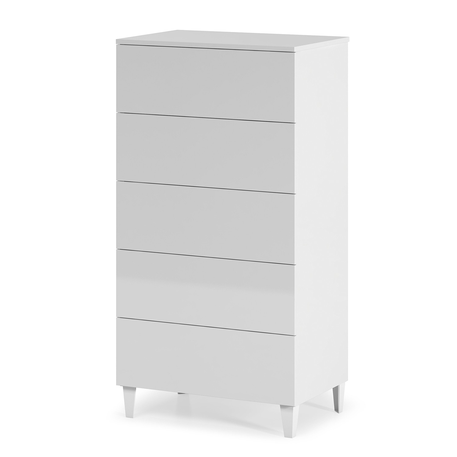 Cómoda con 5 cajones NOIRE – melamina Blanco Brillo