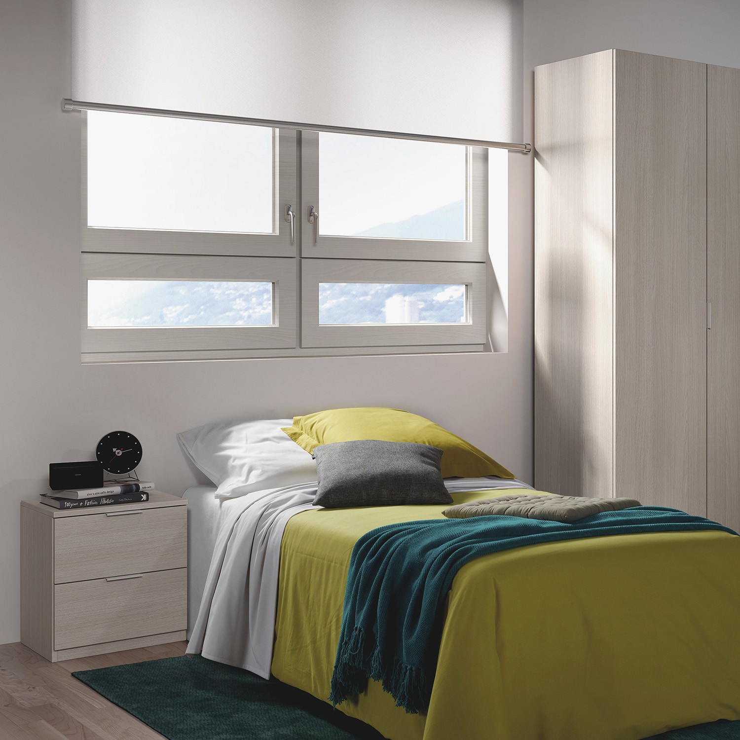 Mesita con 2 cajones SUPRA - melamina efecto Roble