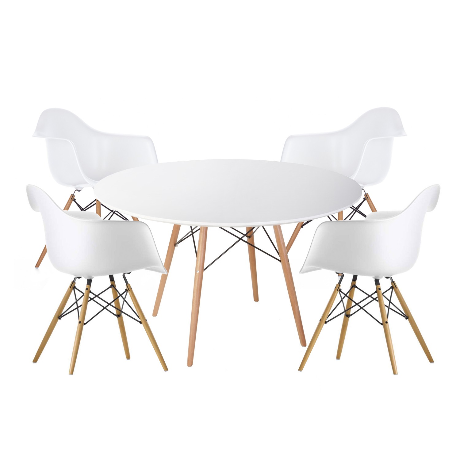 Pack de 4 sillas TOW WOOD ARMS + mesa redonda 100 TOW DINING