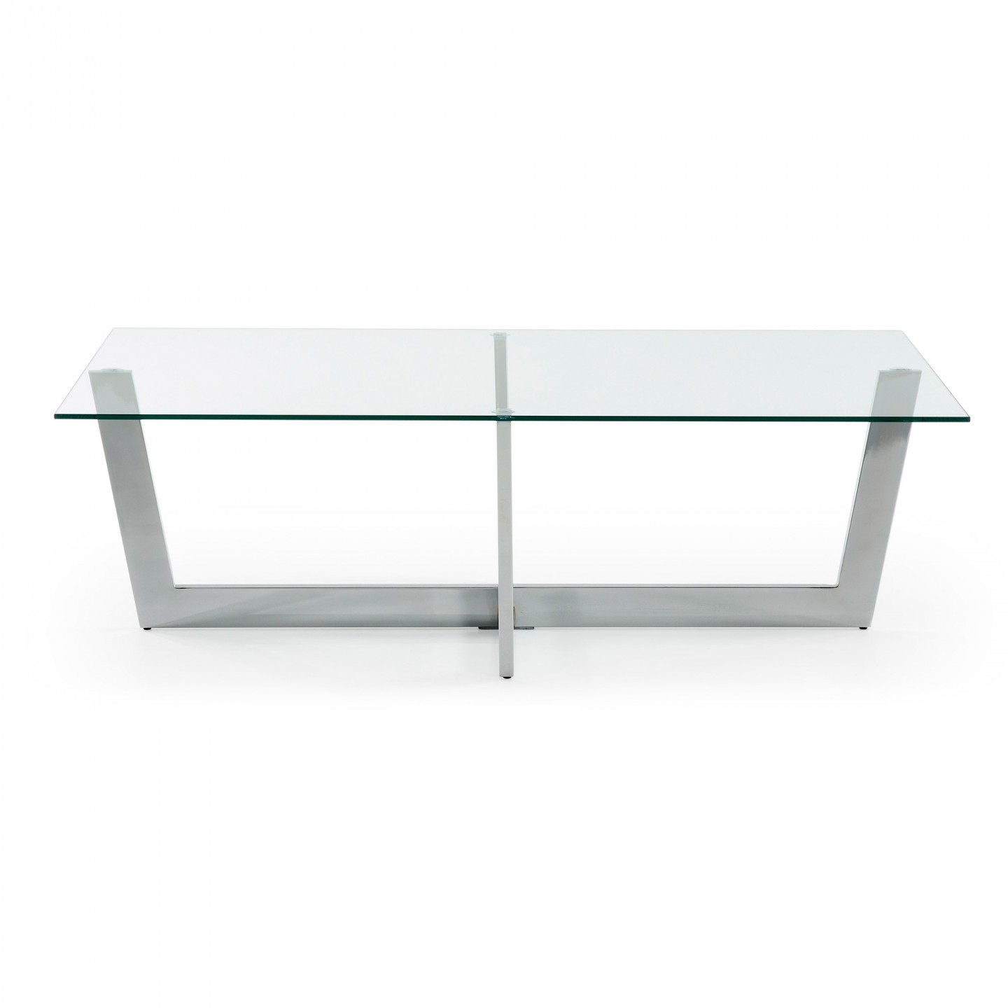 Mesa de centro NAPOLI 120x70 - sobre cristal transparente - pie acero cromado