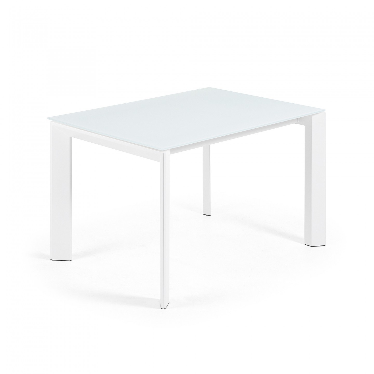 Mesa de comedor extensible ROMA 120(180)x80 – cristal Blanco – metal Blanco