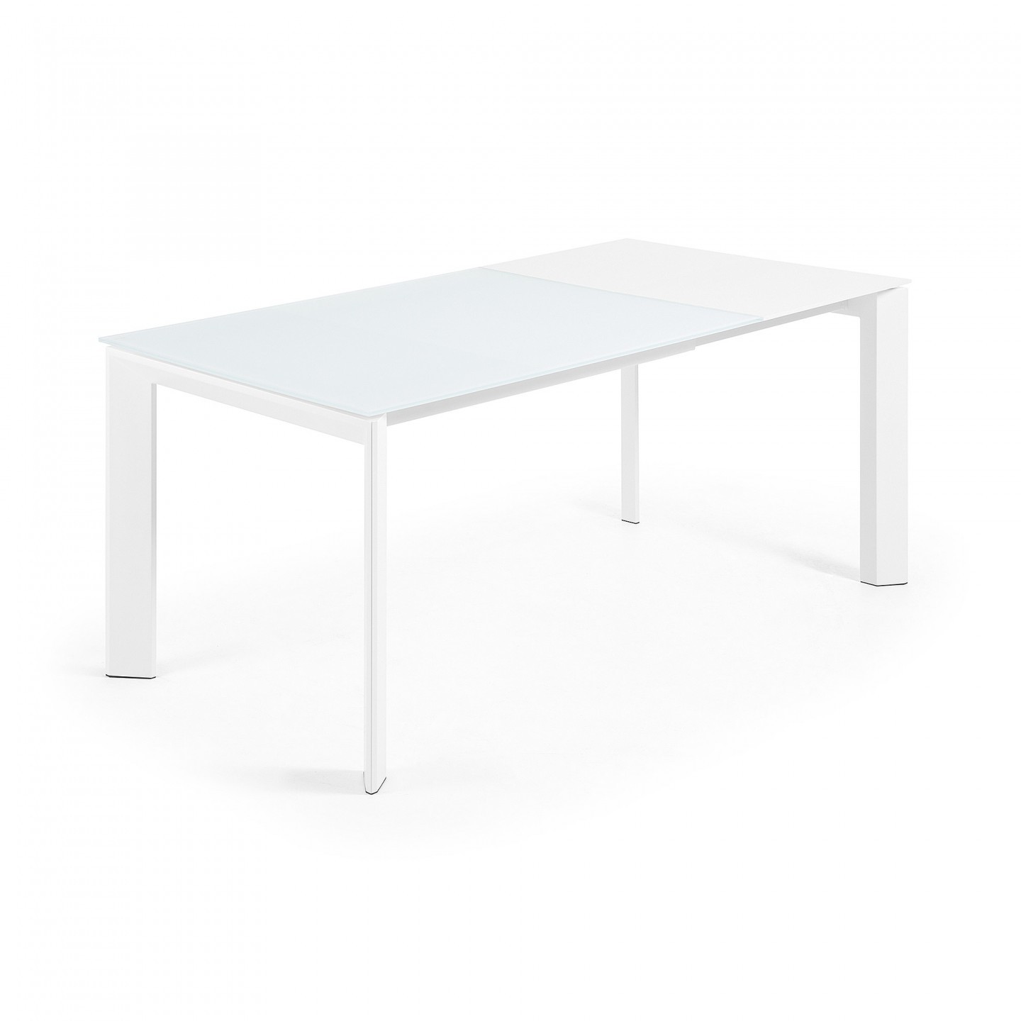 Mesa de comedor extensible ROMA 120(180)x80 - cristal Blanco - metal Blanco