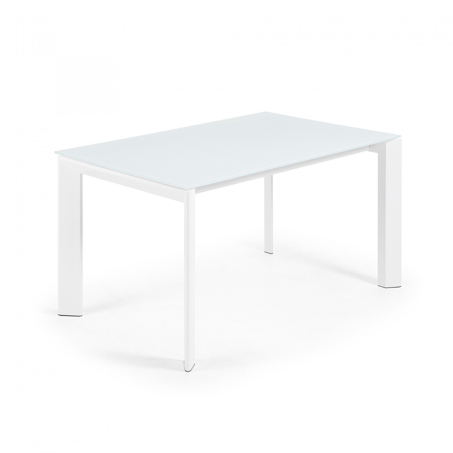 Mesa de comedor extensible ROMA 140(200)x90 – cristal Blanco – metal Blanco