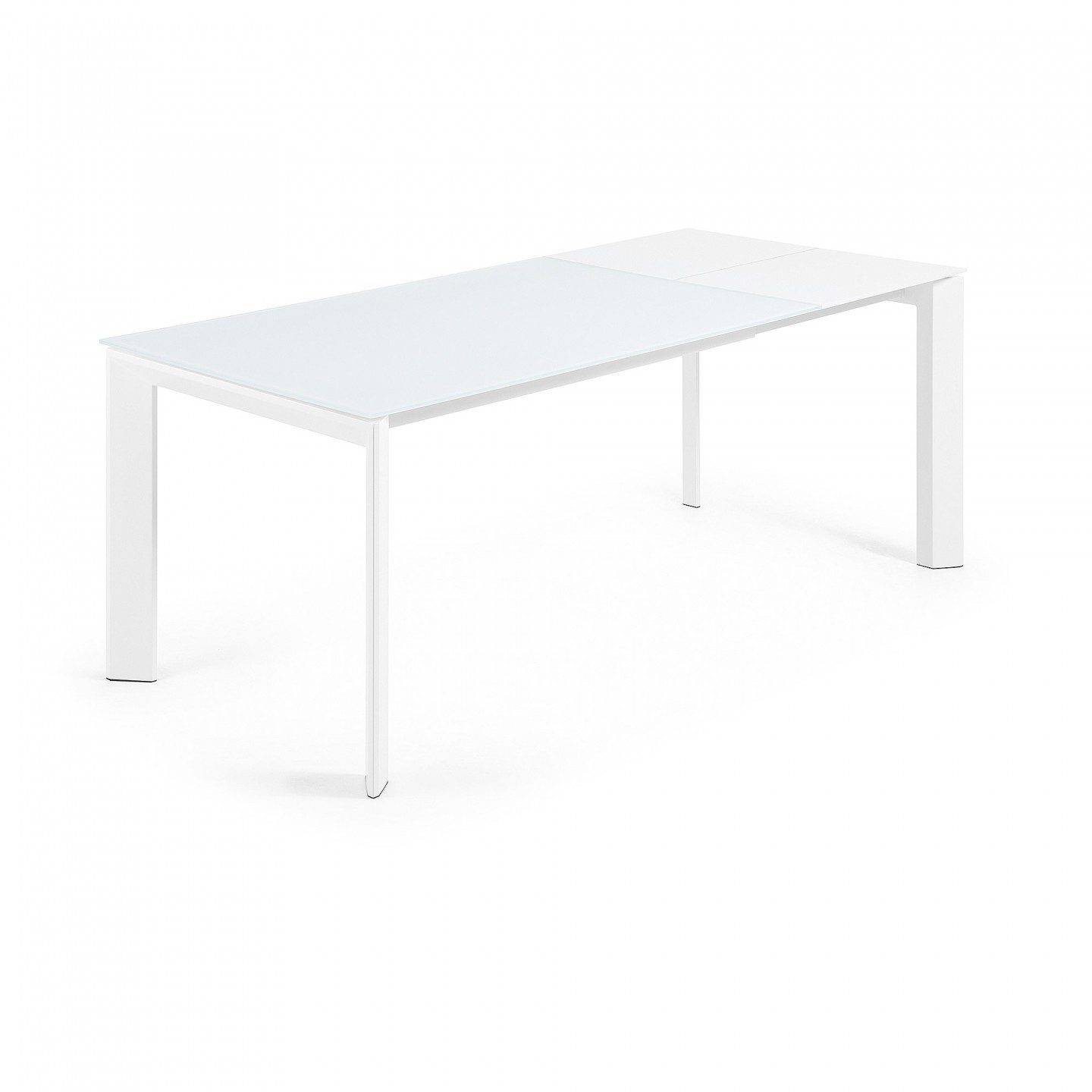 Mesa de comedor extensible ROMA 140(200)x90 - cristal Blanco - metal Blanco
