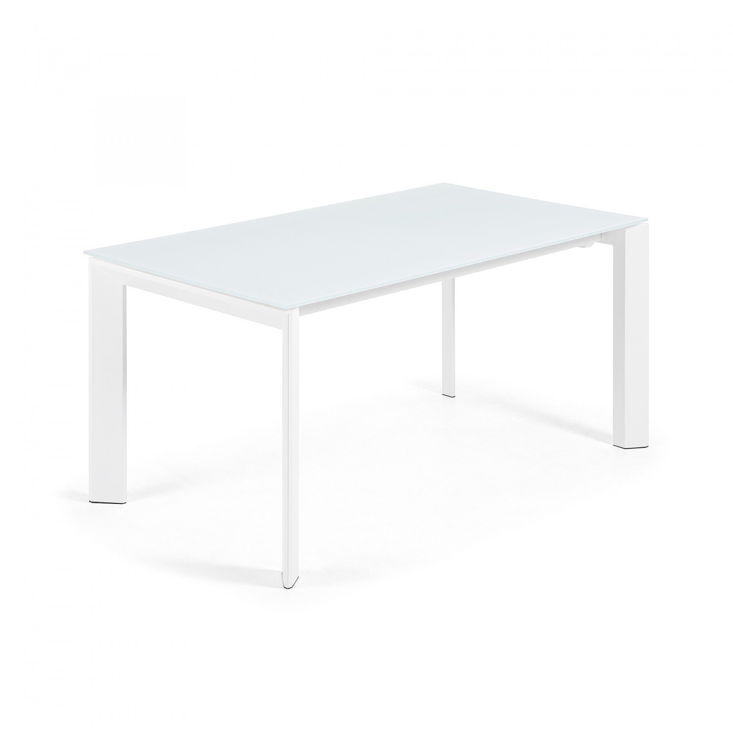 Mesa de comedor extensible ROMA 160(220)x90 – cristal Blanco – metal Blanco
