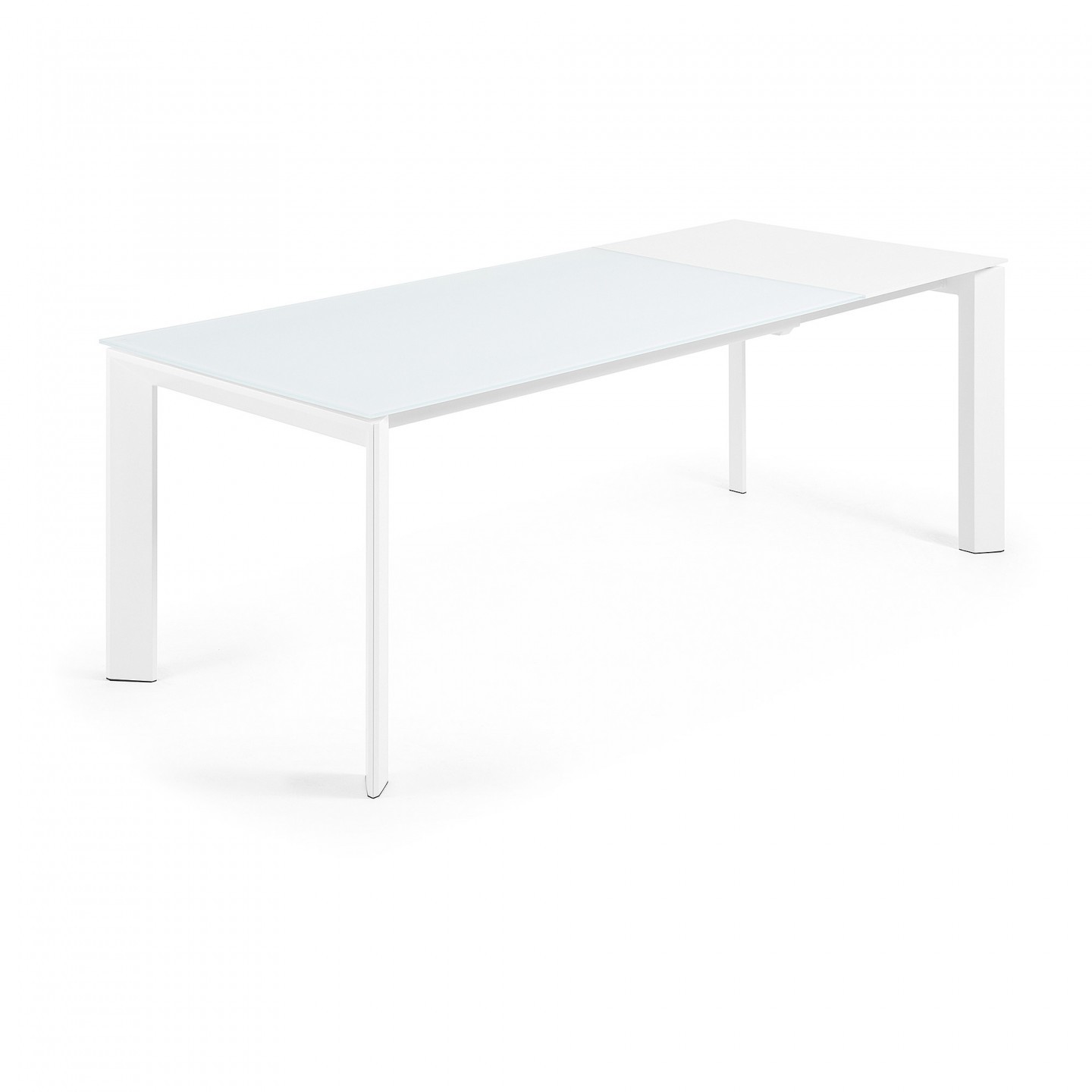 Mesa de comedor extensible ROMA 160(220)x90 - cristal Blanco - metal Blanco
