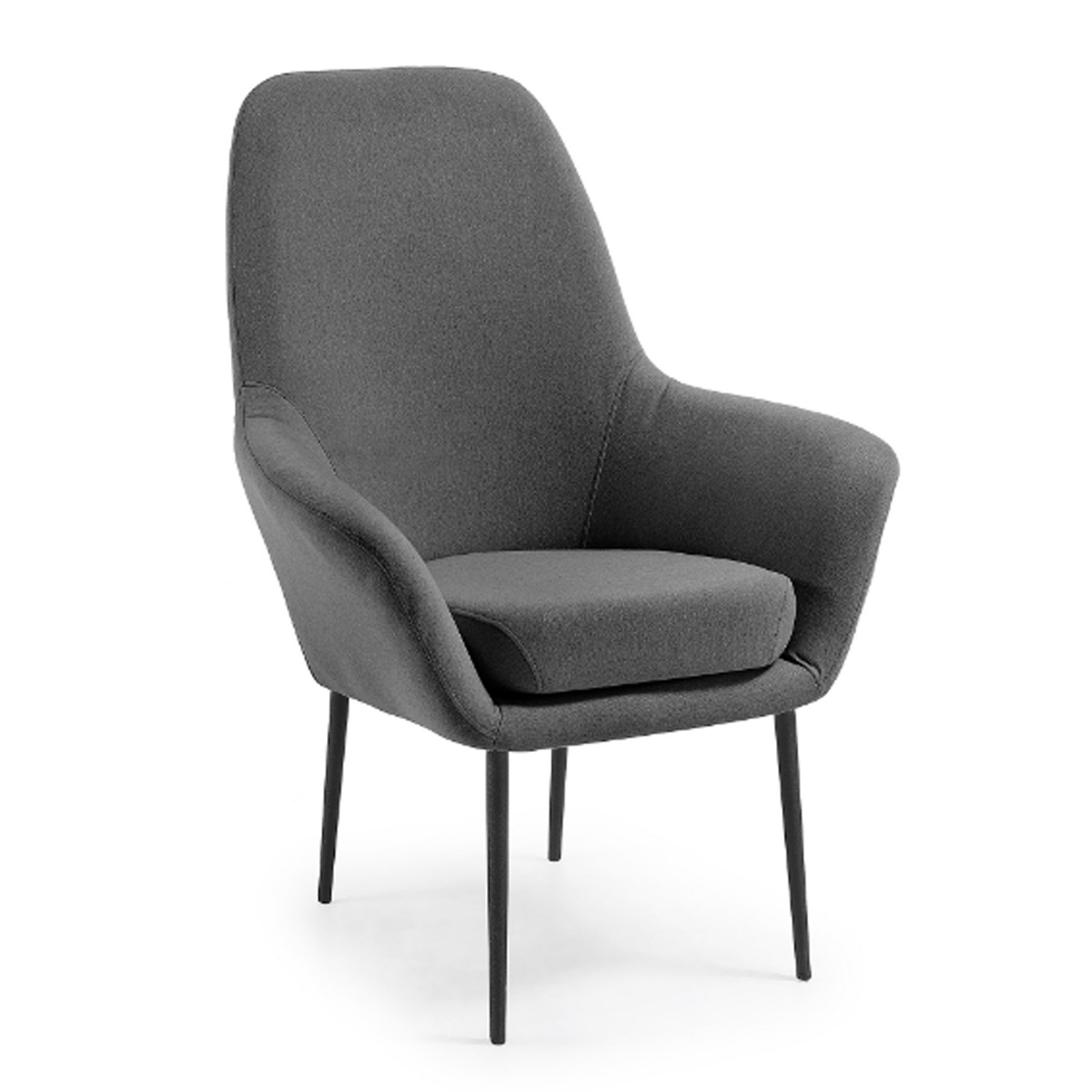Sillón TRIESTE – tejido Gris oscuro – pies acero Negro