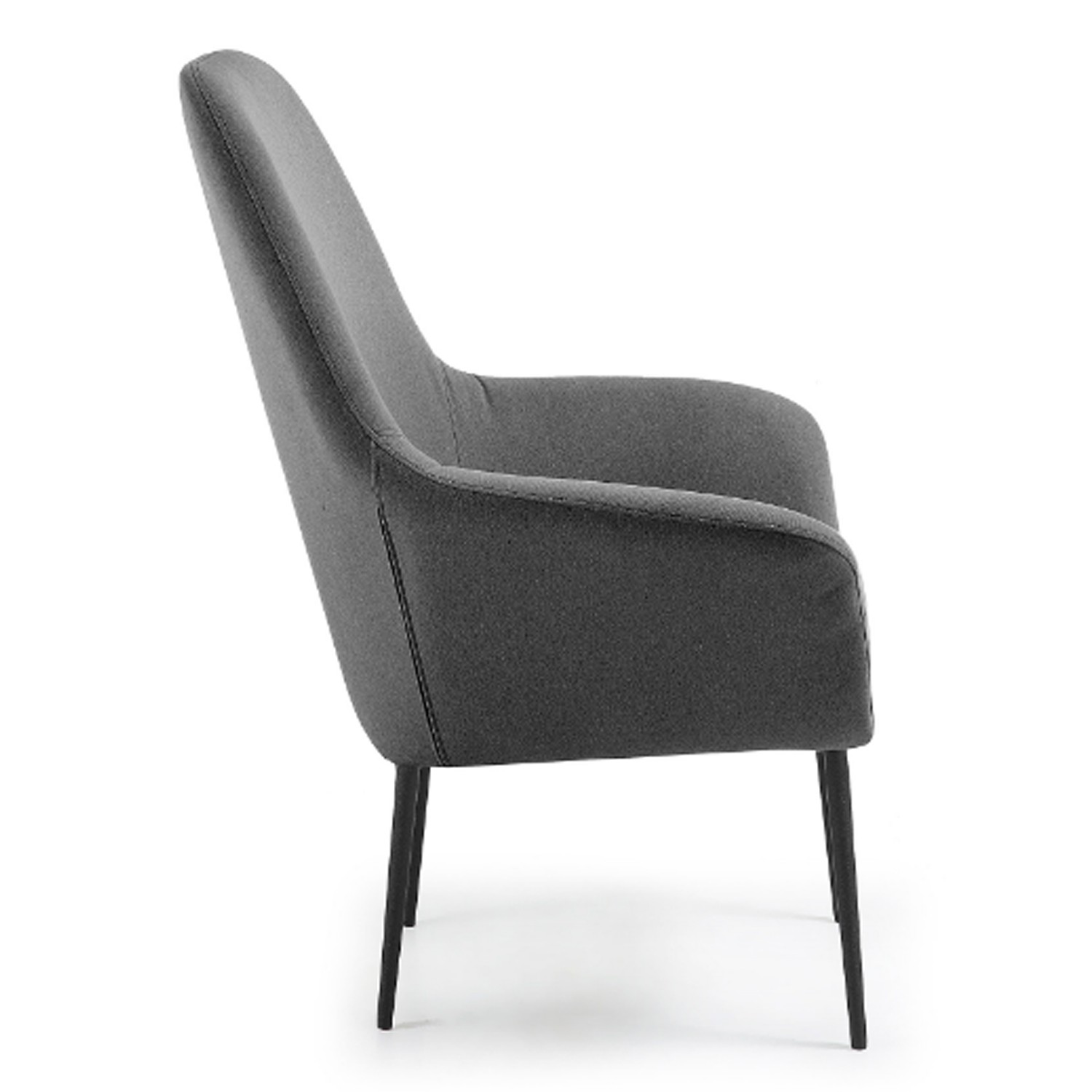 Sillón TRIESTE - tejido Gris oscuro - pies acero Negro