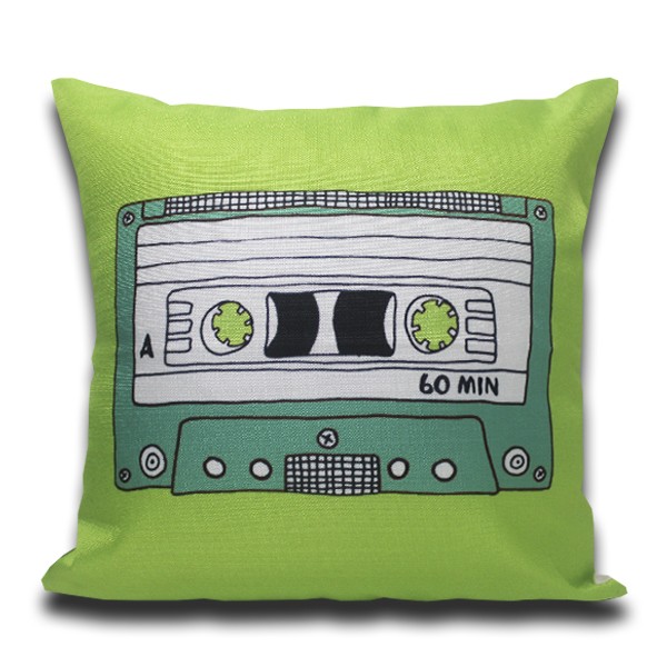 Cojín CASSETTE GREEN algodón 45×45 – incluye relleno