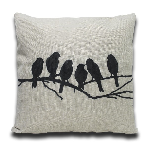 Cojín TREE BIRDS algodón 45×45 – incluye relleno