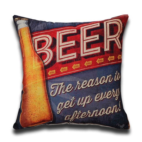 Cojín VINTAGE DRINK BEER REASON algodón 45×45 – incluye relleno