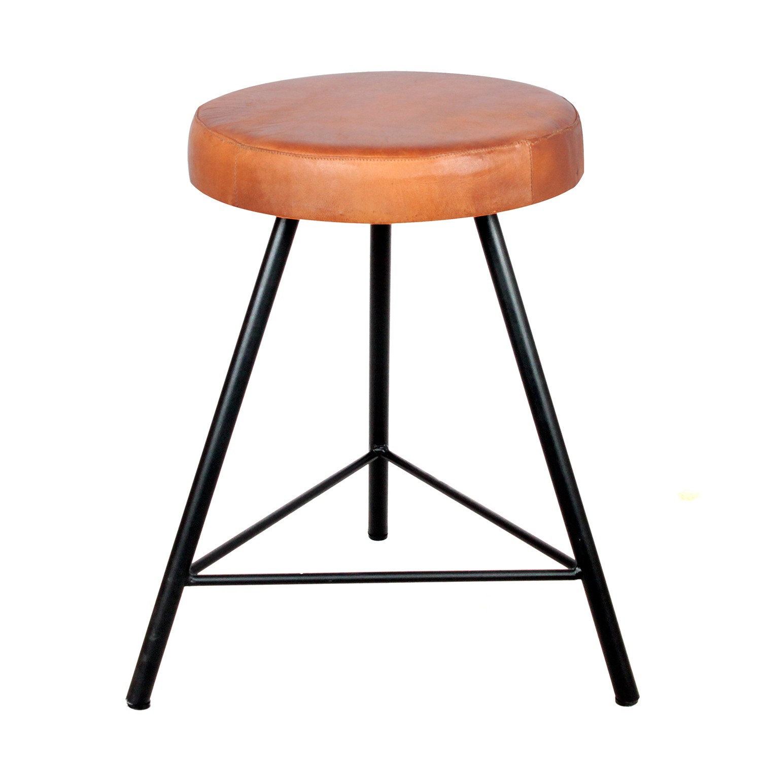 Taburete bajo CRICA H51 – metal Negro – cuero